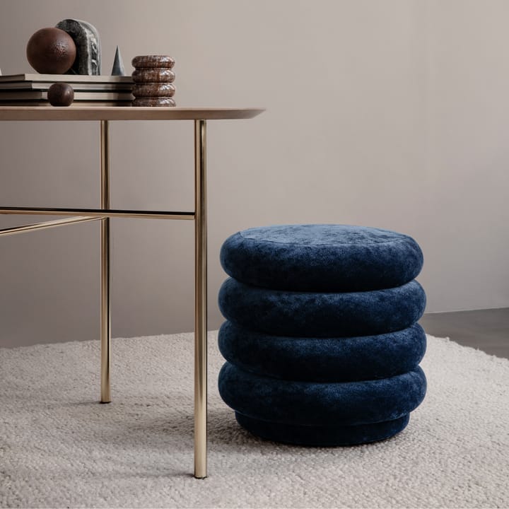 Pouf Round pouf - Fabric faded velvet 3 forest - ferm LIVING