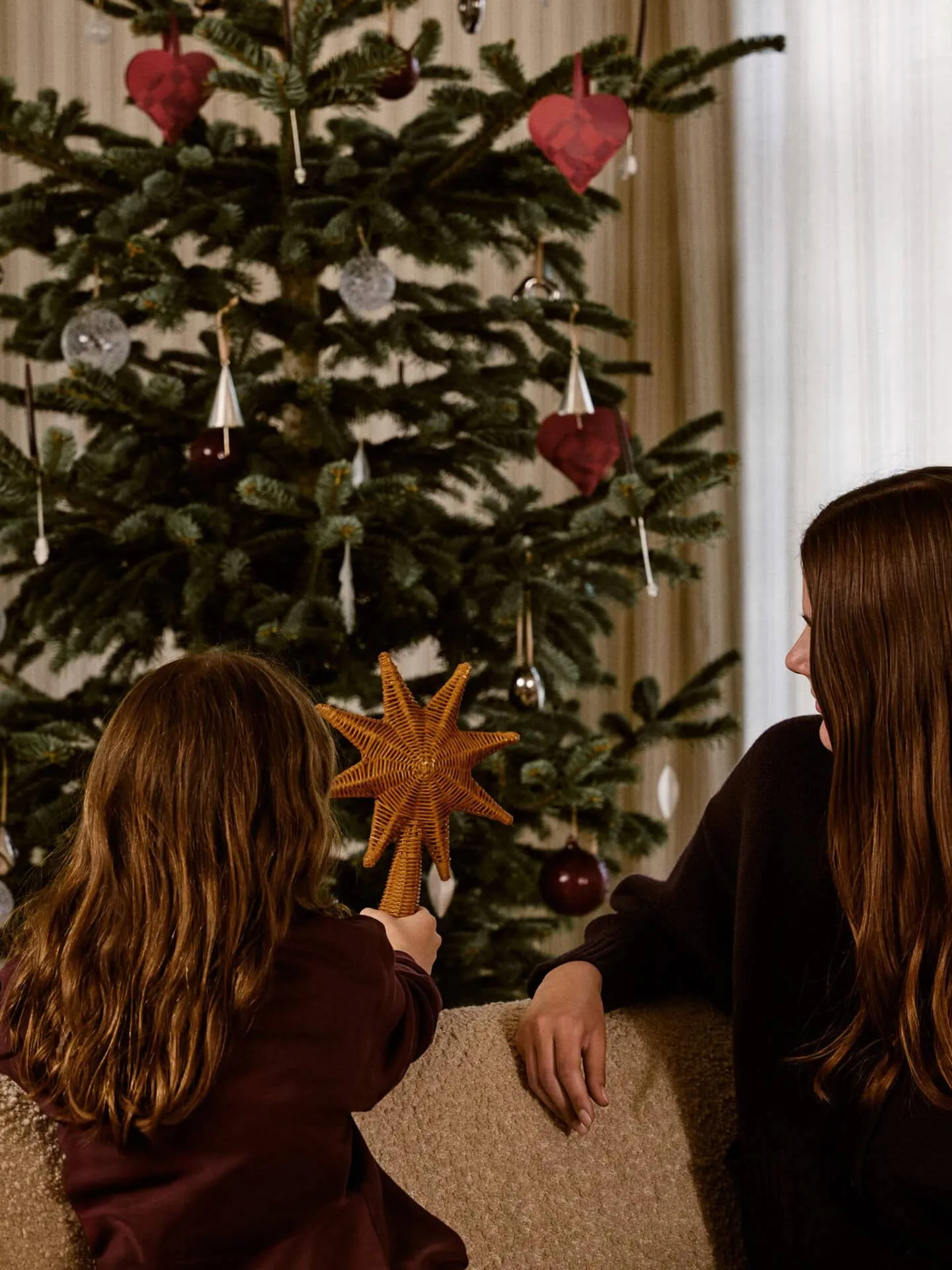 Rattan Christmas tree topper star, Natural Ferm Living