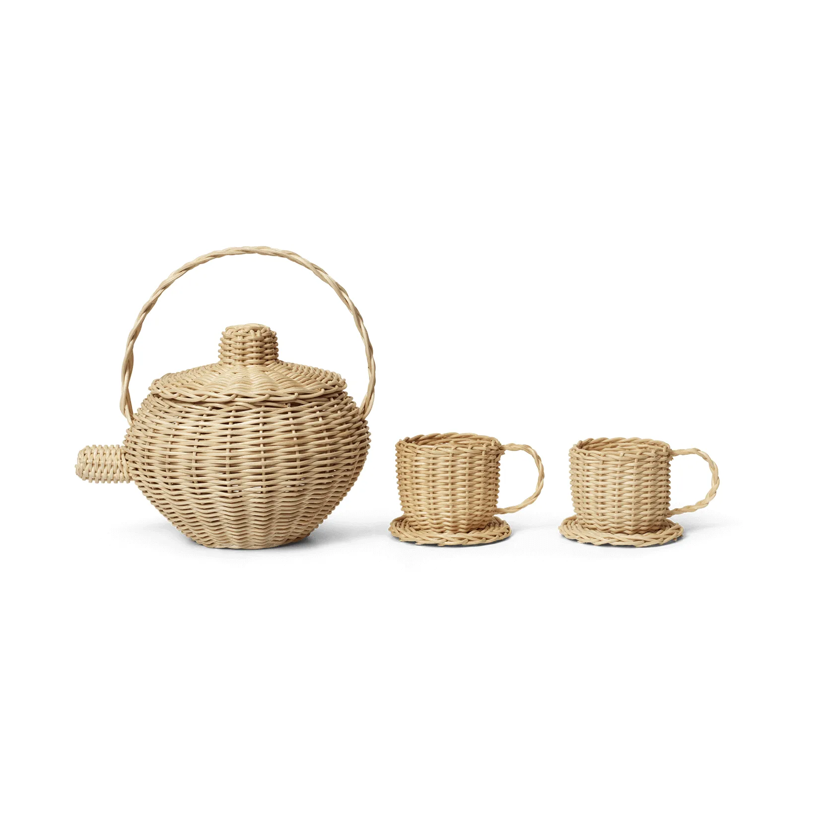 Rattan tea set 3 pieces, Natural Ferm Living