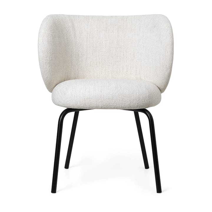 Rico dining chair - bouclé - Off-white-black - ferm LIVING