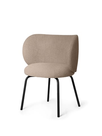 Rico dining chair - bouclé - Sand-black - ferm LIVING