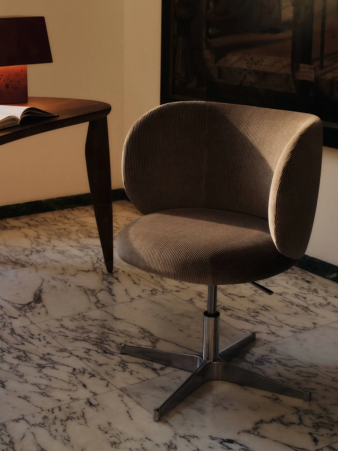 Rico dining chair on castors Devoré Velvet, Flint Grey Ferm Living