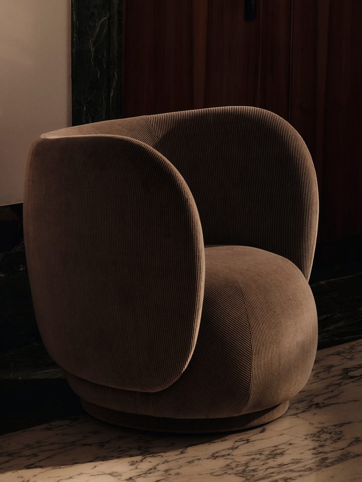 Rico lounge chair swivel, Devoré velvet-Flint grey Ferm Living