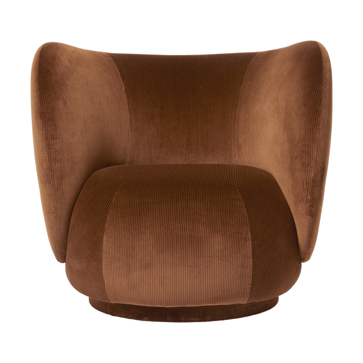 Rico lounge chair swivel - Devoré velvet-Rust - Ferm Living