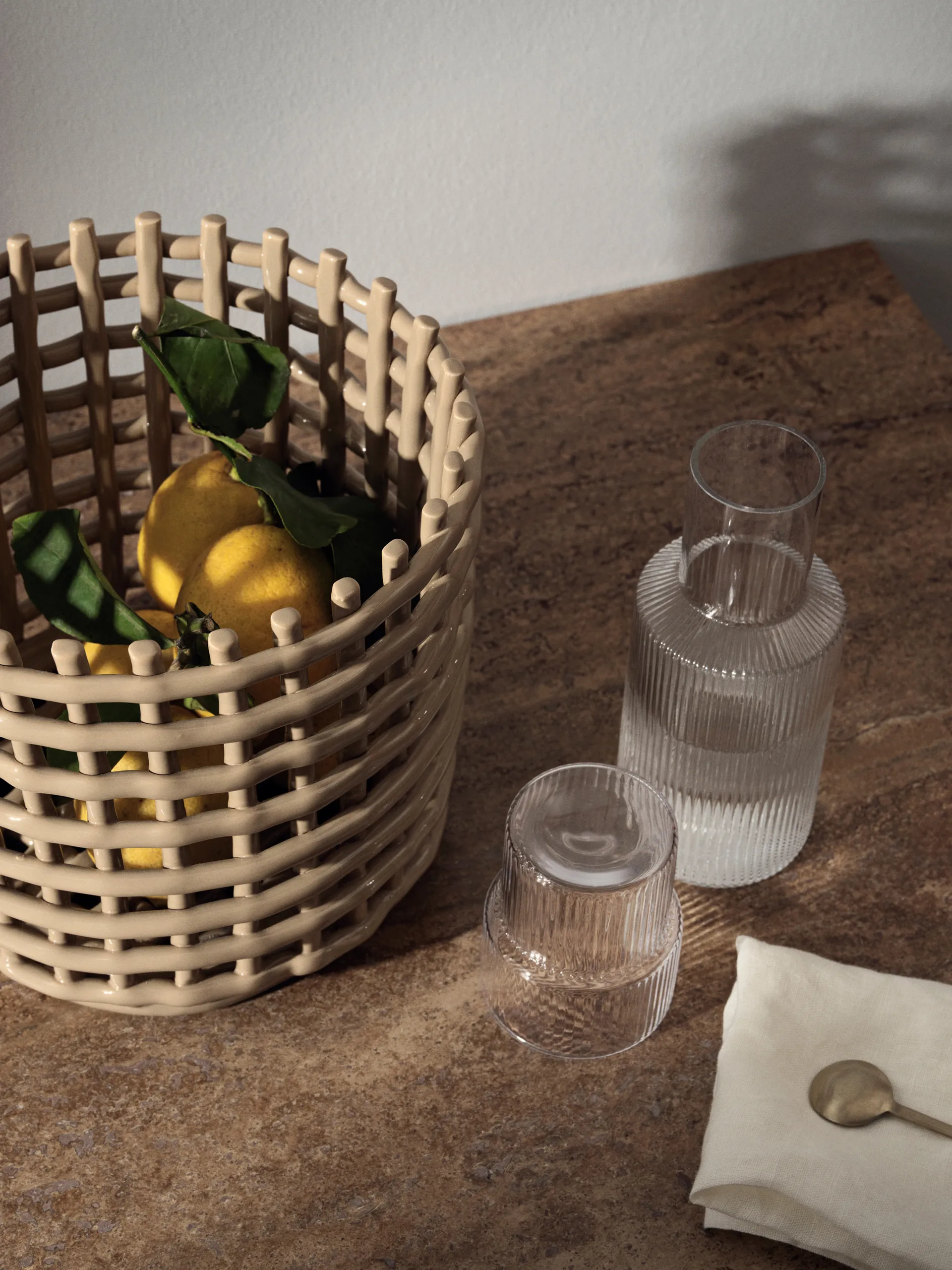 Ripple carafe and glass 17 pieces - Clear,  Ferm Living