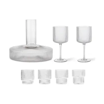 Ripple carafe and glass 17 pieces - Clear - undefined - Ferm Living