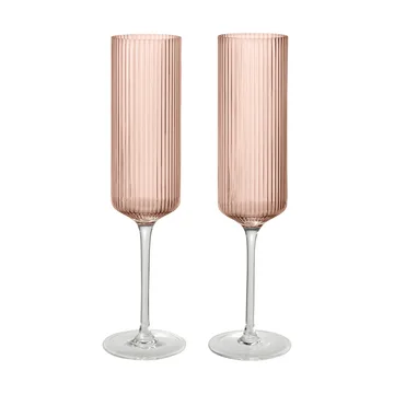 Ripple Champagne flutes champagne glasses 15 cl 2-pack - Blush - Ferm Living