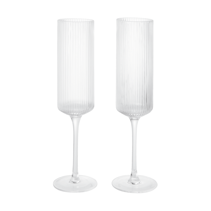 Ripple Champagne flutes champagne glasses 15 cl 2-pack - Clear - Ferm Living