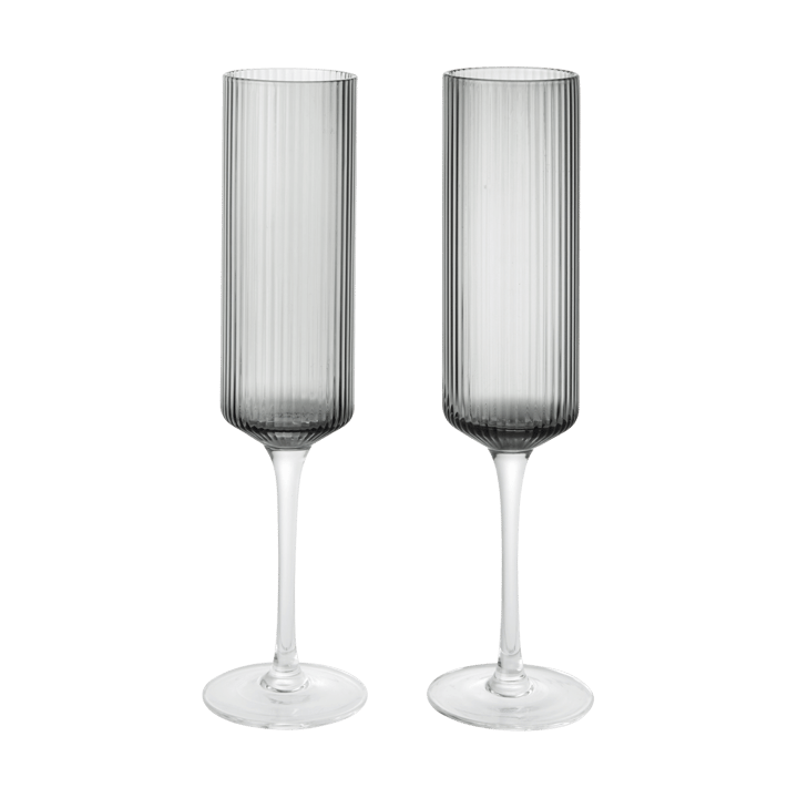 Ripple Champagne flutes champagne glasses 15 cl 2-pack - Smoked Grey - Ferm Living