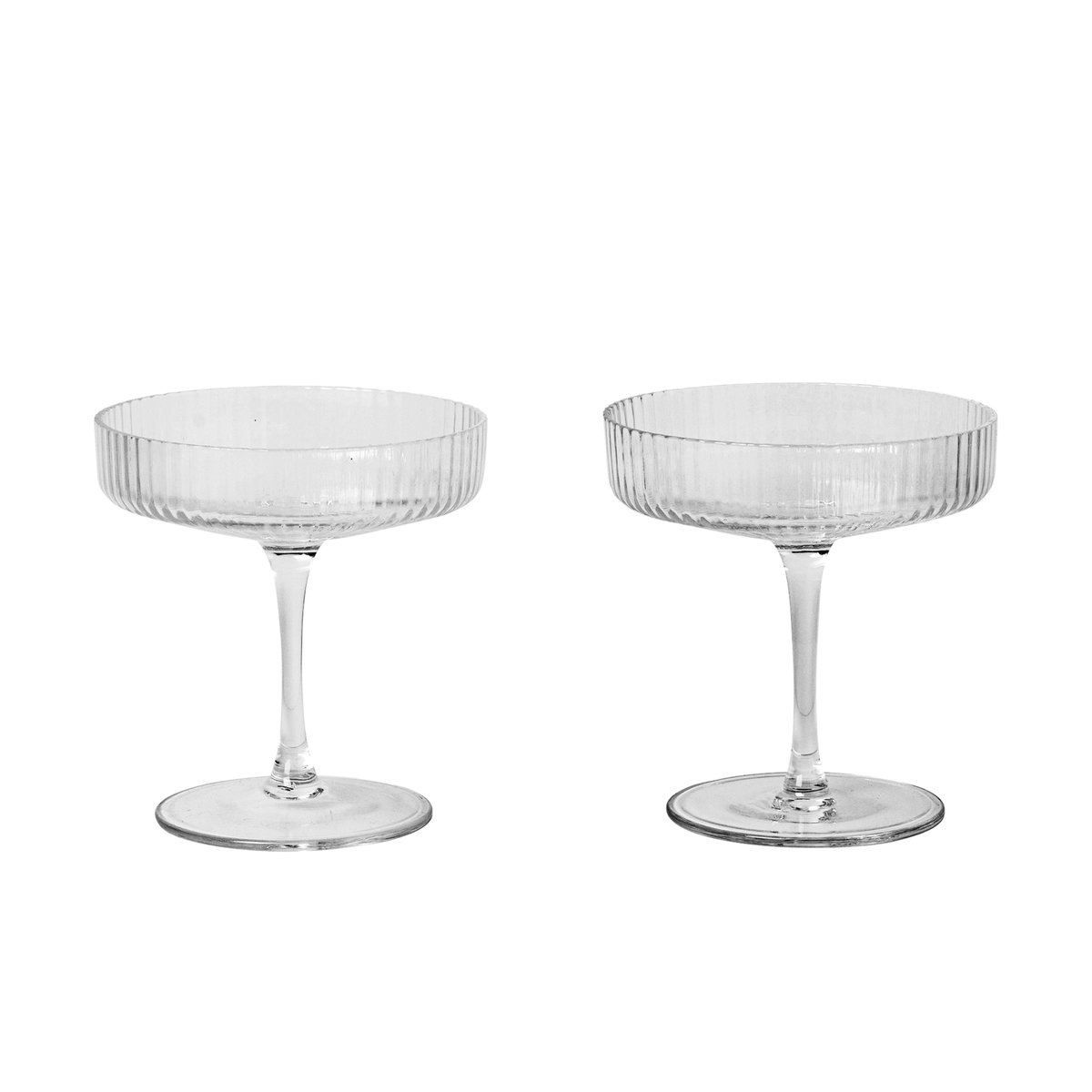Ferm Living Ripple champagne glass 2-pack clear | Scandinavian Design | Champagne glasses | Transparent