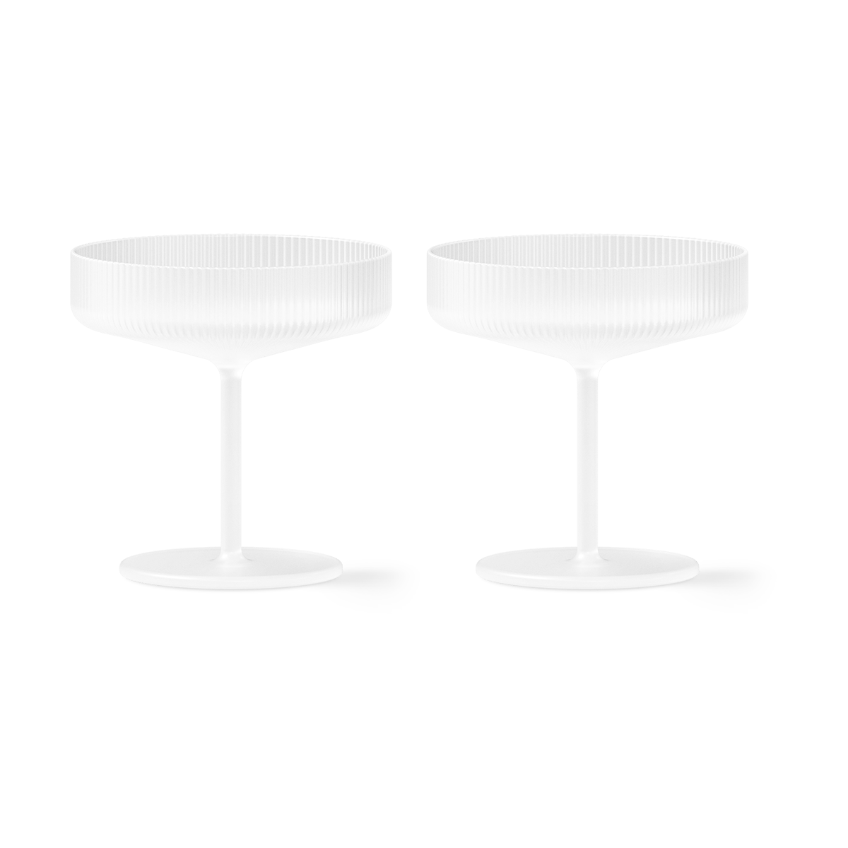 Ferm Living Ripple champagne glass 2-pack Frosted | Scandinavian Design | Champagne glasses | White