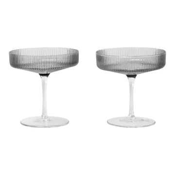 Ripple champagne glass 2-pack - smoked grey - Ferm Living
