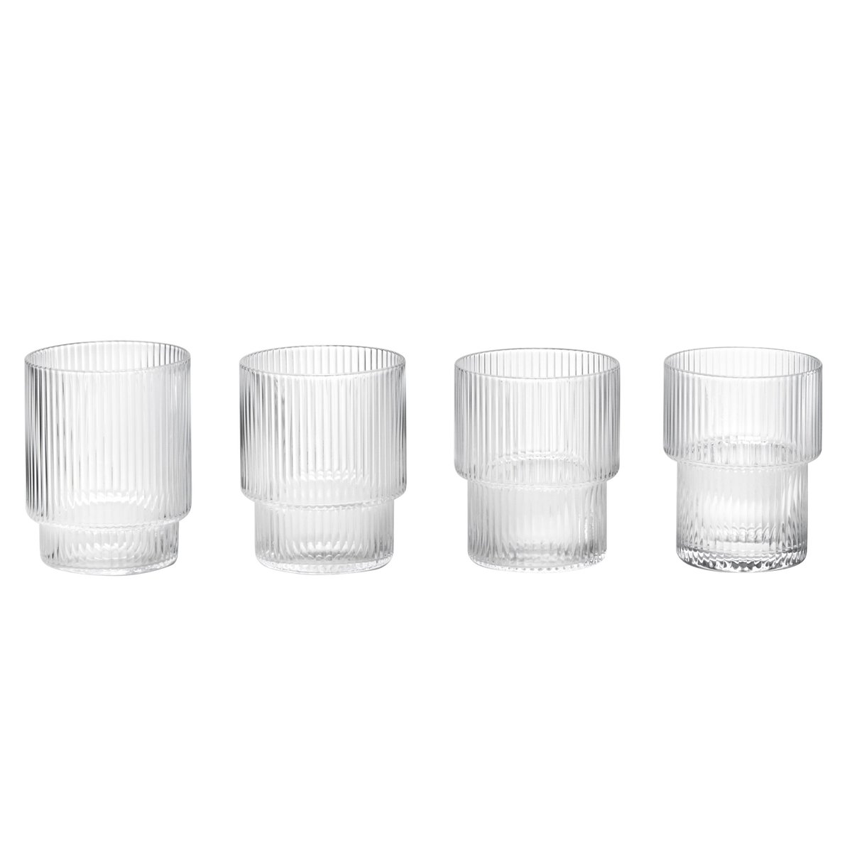 Ferm Living Ripple glass 4-pack clear | Scandinavian Design | Drinking glasses & tumblers | Transparent