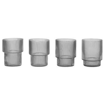 Ripple glass 4-pack - smoked grey - Ferm Living