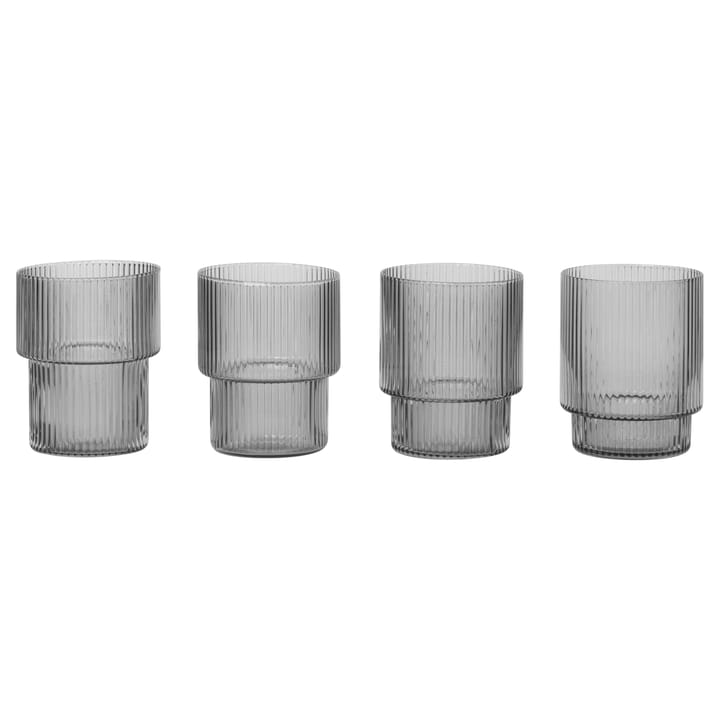 Ripple glass 4-pack - smoked grey - Ferm LIVING