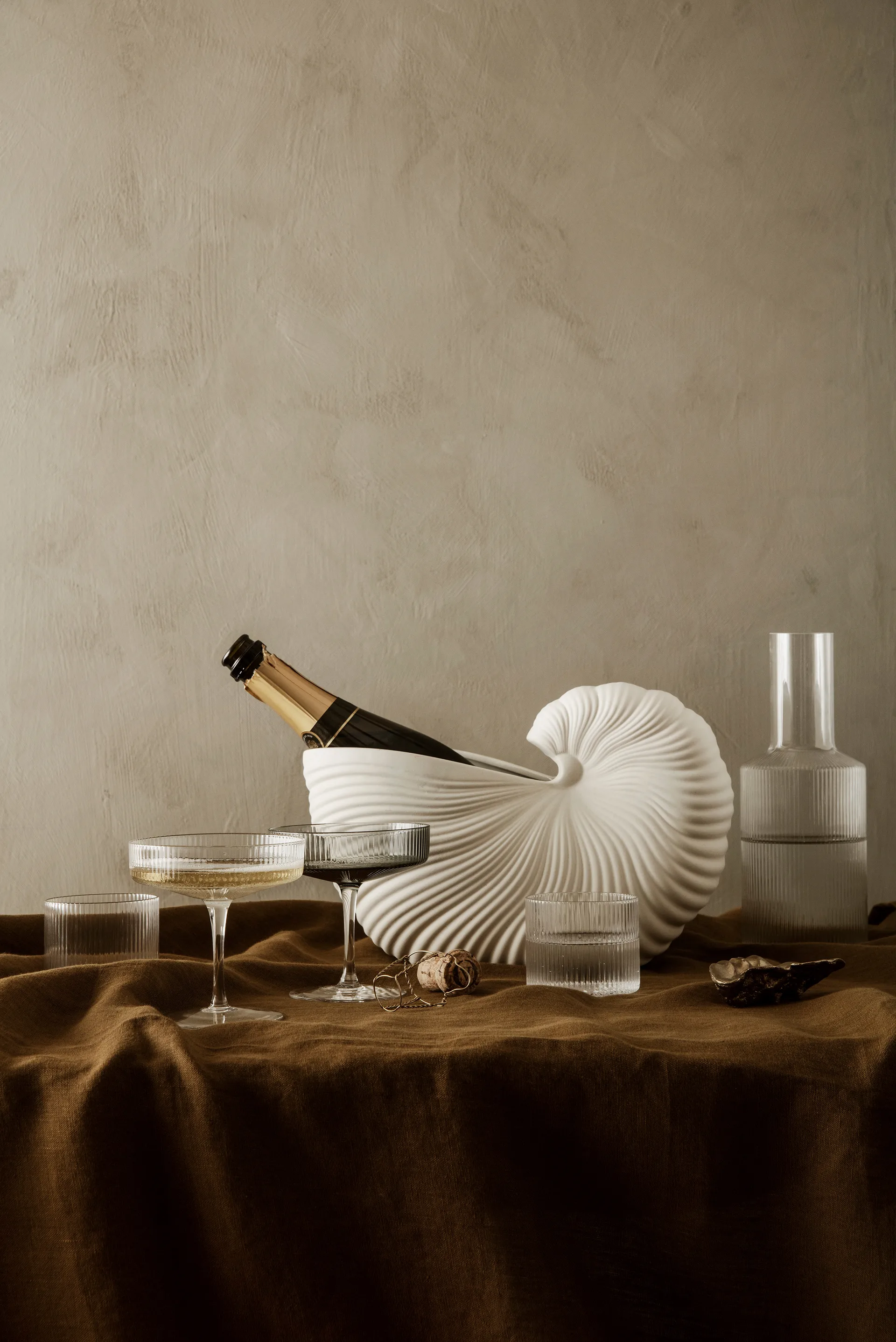 Ripple glass low 4-pack, Clear Ferm Living