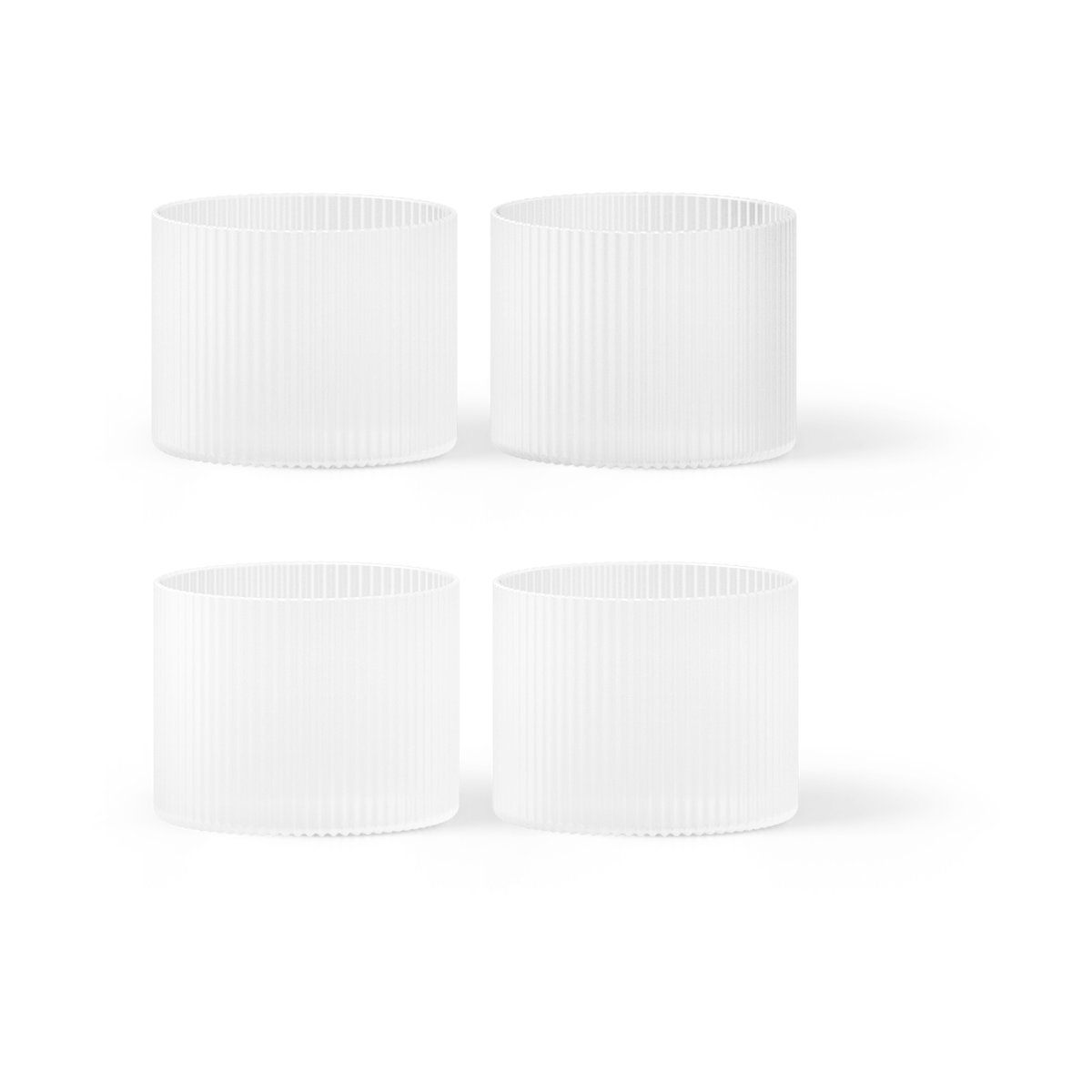 Ferm Living Ripple glass low 4-pack Frosted | Scandinavian Design | Drinking glasses & tumblers | White