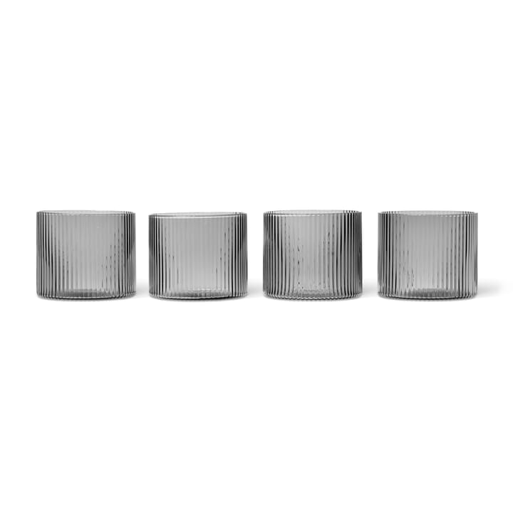 Ripple glass low 4-pack - Smoked Grey - Ferm Living