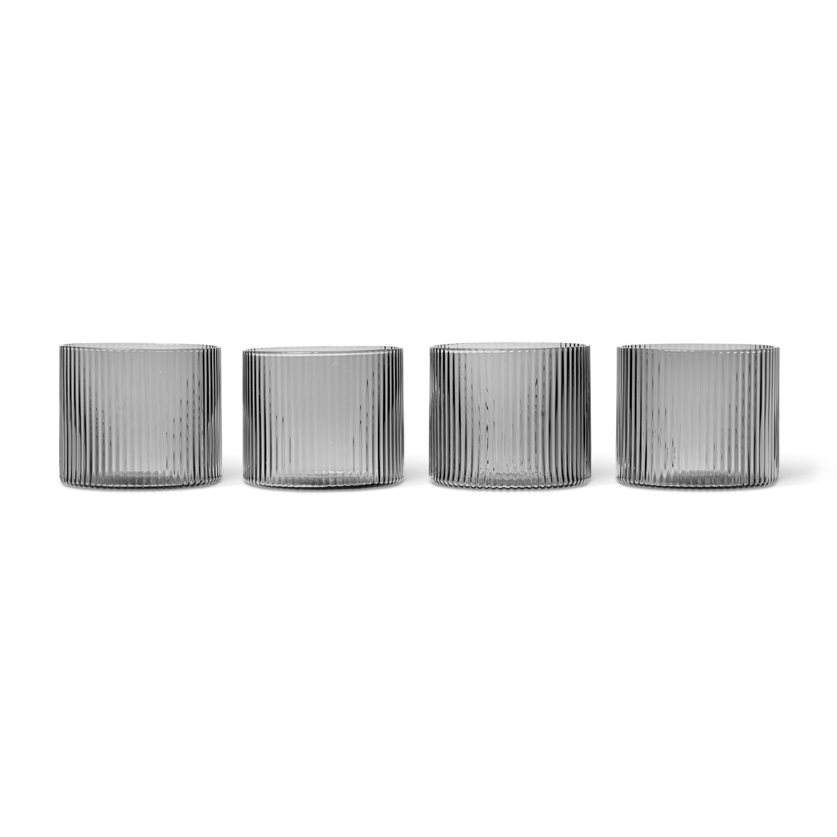 Ferm Living Ripple glass low 4-pack Grey | Scandinavian Design | Drinking glasses & tumblers | Grey