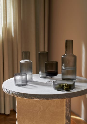 Ripple glass low 4-pack - Smoked Grey - ferm LIVING
