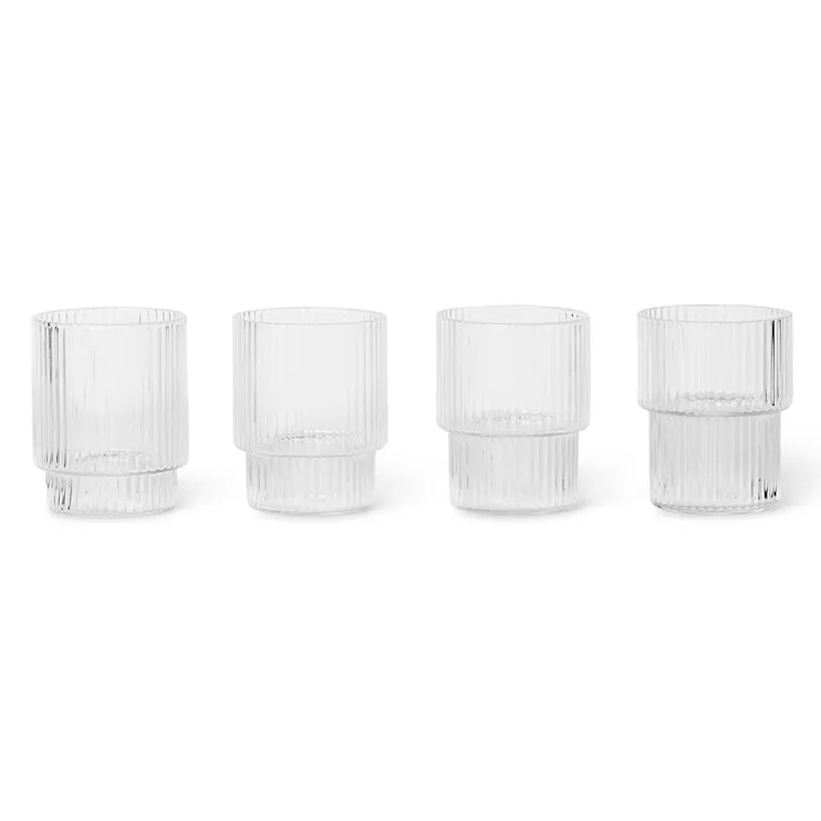 Ferm Living Ripple glass small 6 cl 4-pack Clear | Scandinavian Design | Espresso cups | Transparent