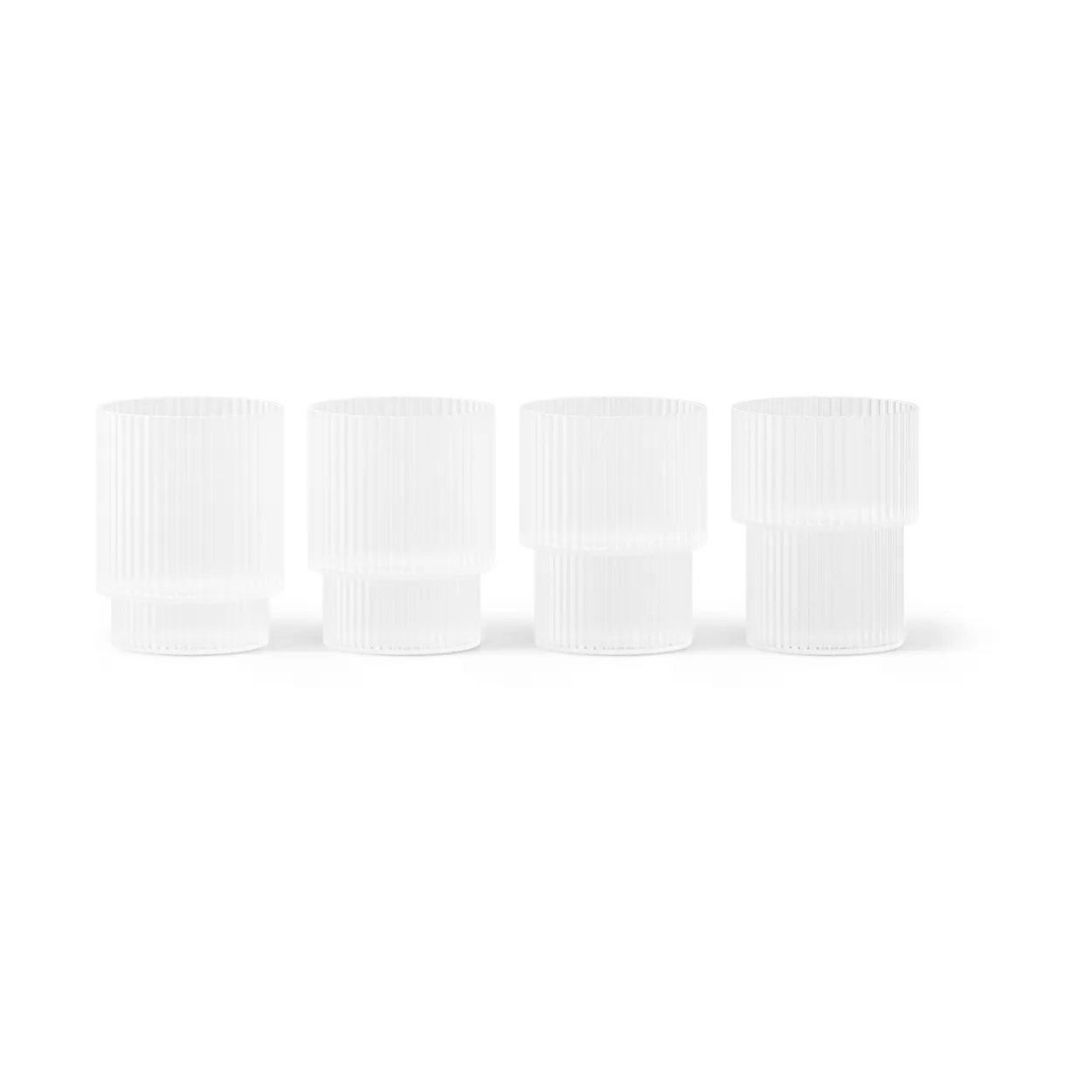 Ferm Living Ripple glass small 6 cl 4-pack Frosted | Scandinavian Design | Espresso cups | White