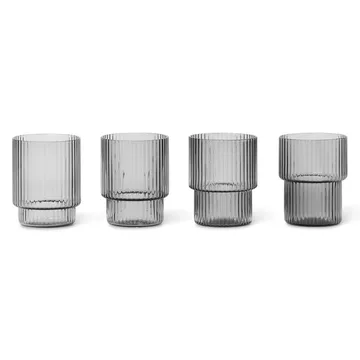 Ripple glass small 6 cl 4-pack - Smoked grey - Ferm Living