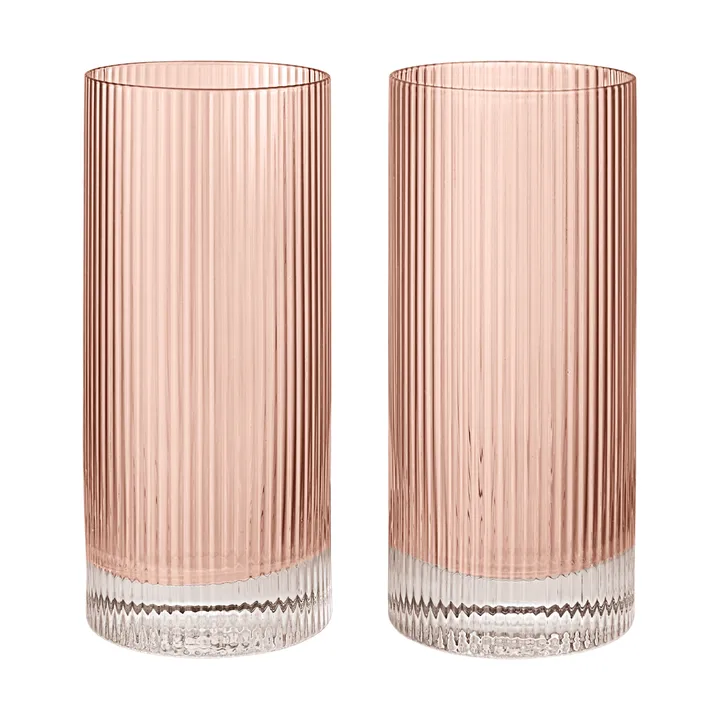 Ripple Highball glasses 48 cl 2-pack - Blush - Ferm Living