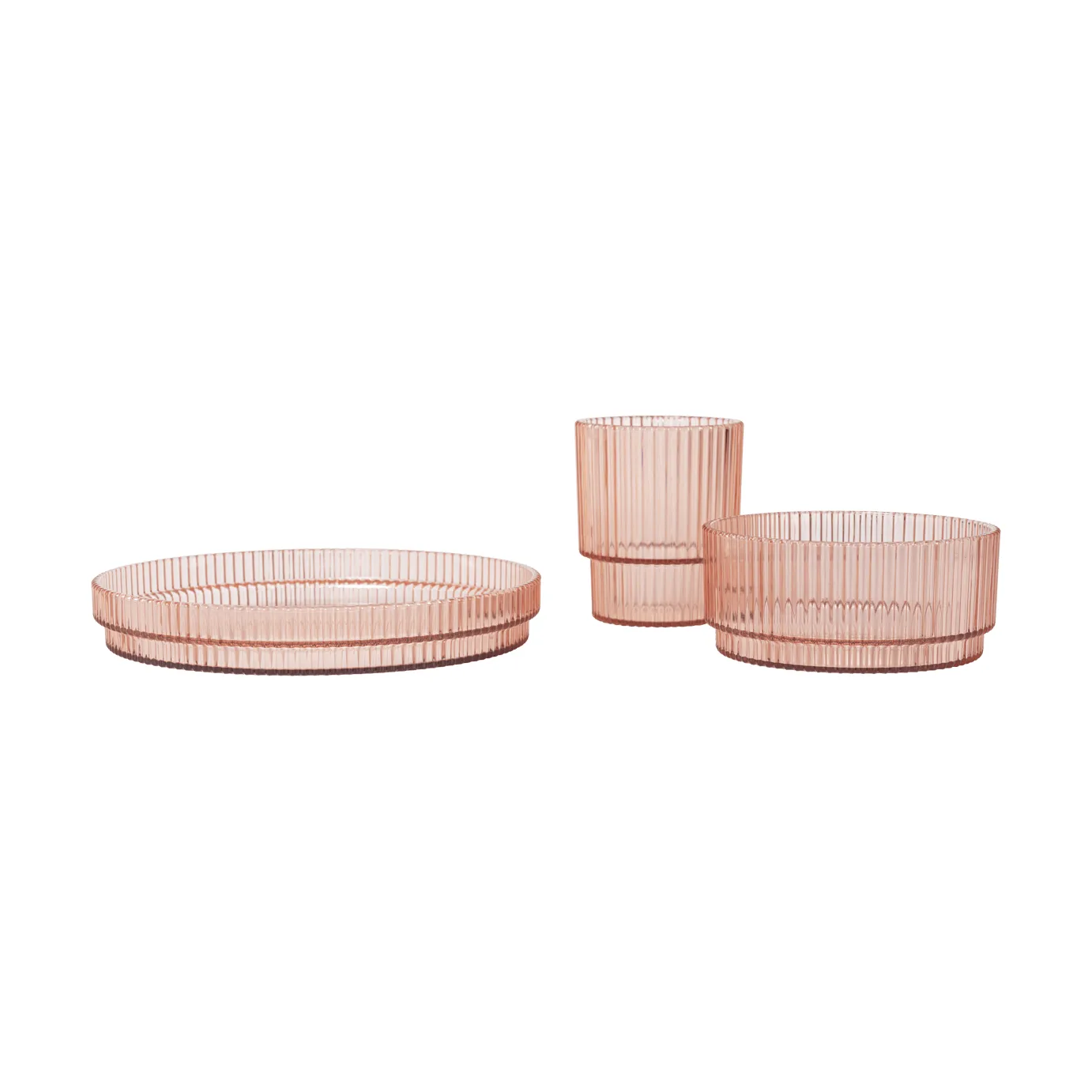 Ripple kids tableware set, Blush, 3 pieces Ferm Living