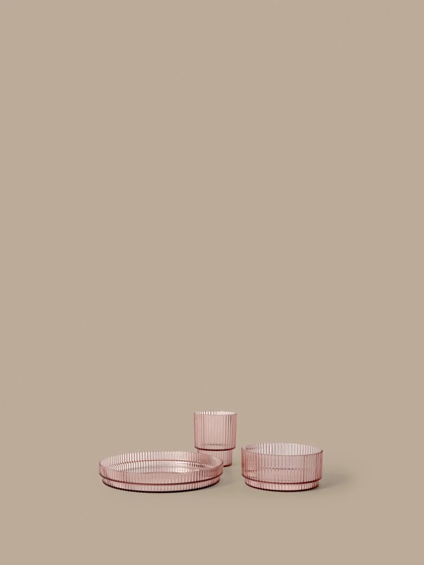 Ripple kids tableware set, Blush, 3 pieces Ferm Living