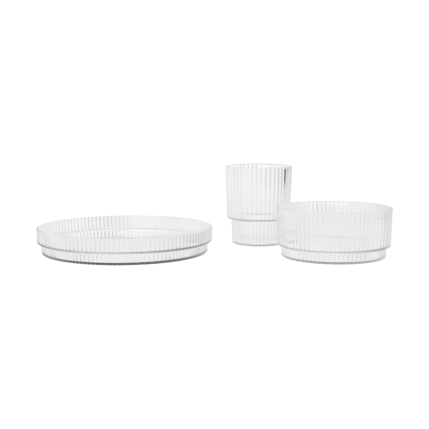 Ripple kids tableware set, Clear, 3 pieces Ferm Living