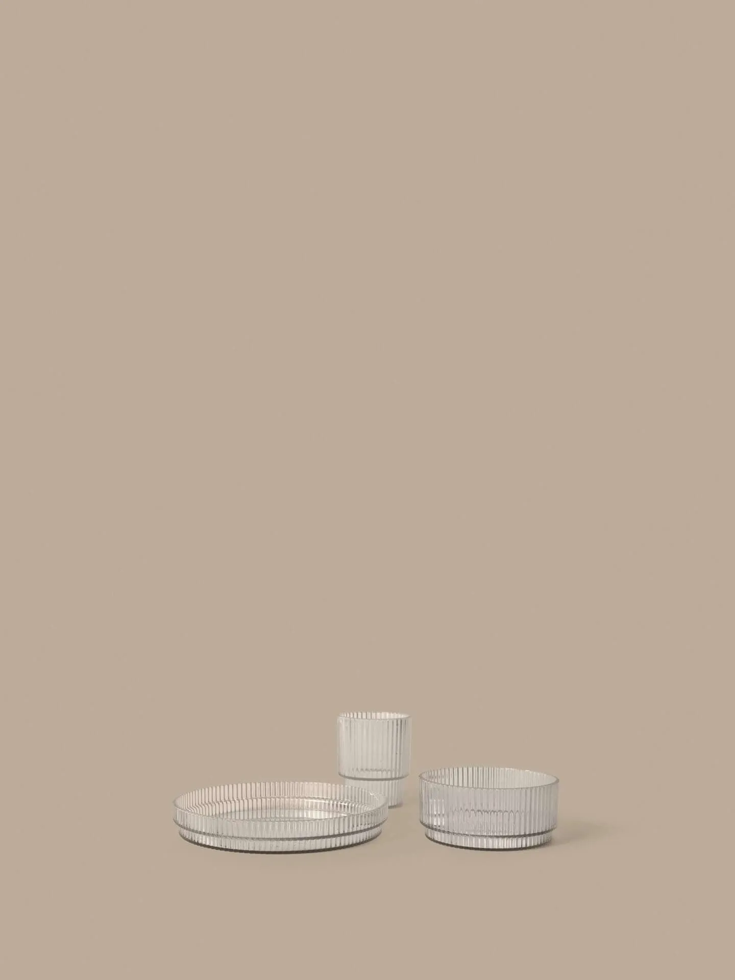 Ripple kids tableware set, Clear, 3 pieces Ferm Living