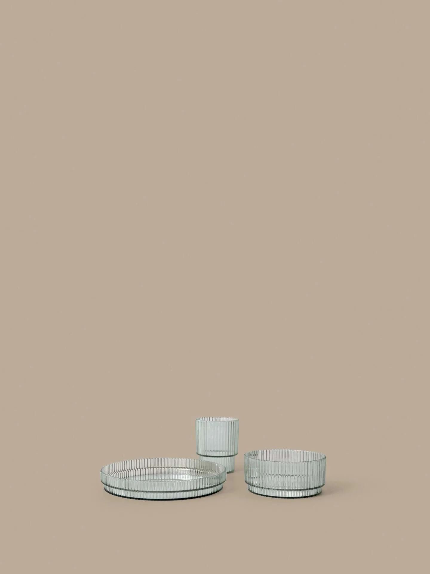 Ripple kids tableware set, Tea green, 3 pieces Ferm Living