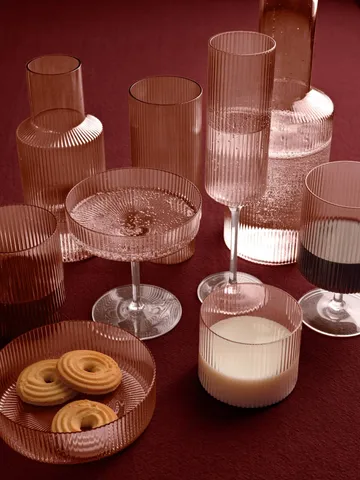 Ripple long drink glass 4-pack - Blush - Ferm Living