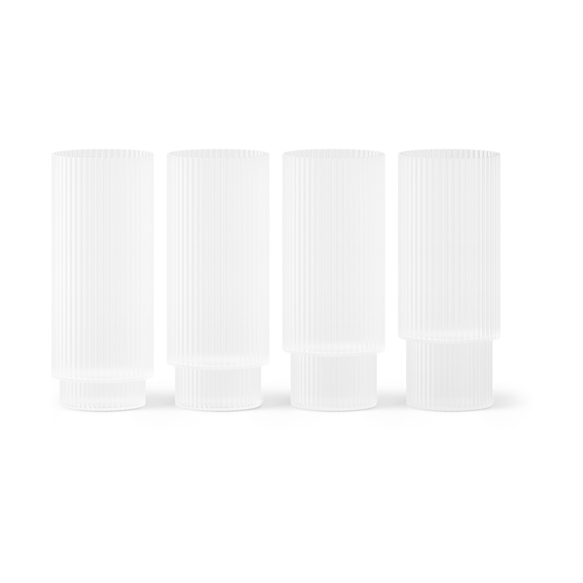 Ferm Living Ripple long drink glass 4-pack Frosted | Scandinavian Design | Long drink & highball glasses | White