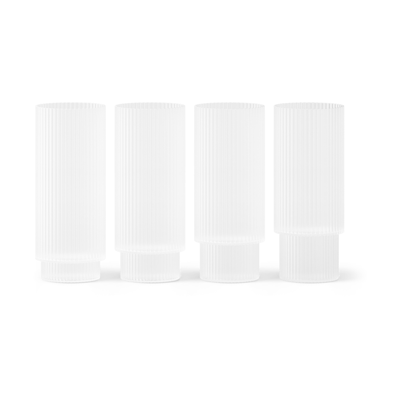 Ferm Living Ripple long drink glass 4-pack Frosted