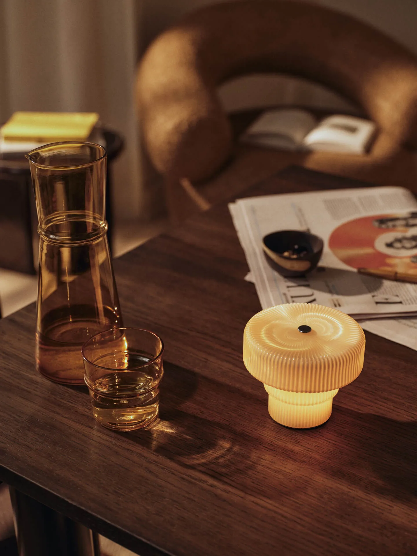 Ripple portable table lamp, Oat, 10 cm Ferm Living