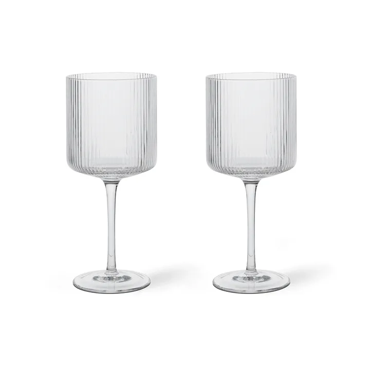 Ripple red wine glass 32,5 cl 2-pack - Clear - Ferm Living
