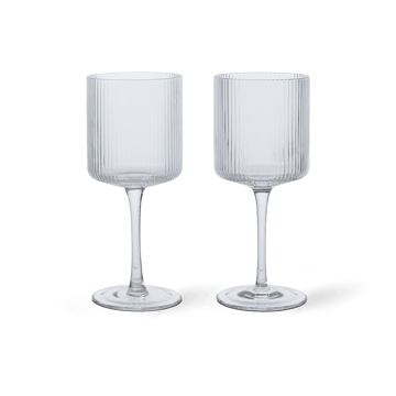 Ripple white wine glass 26 cl 2-pack - Clear - Ferm Living