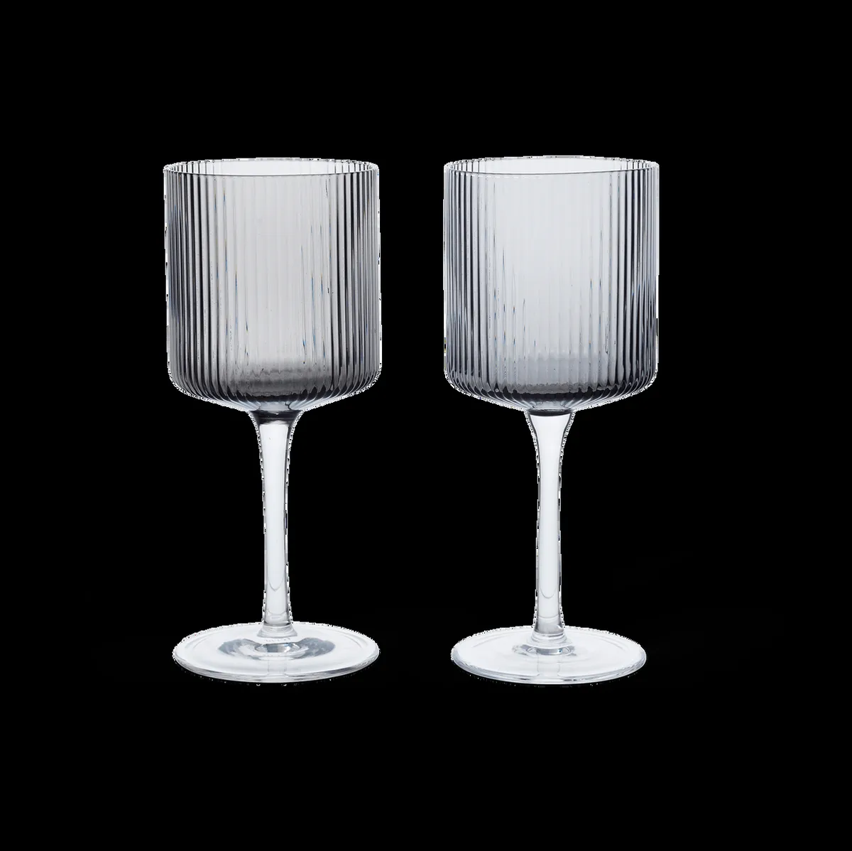 Ferm Living Ripple white wine glass 26 cl 2-pack Smoked grey