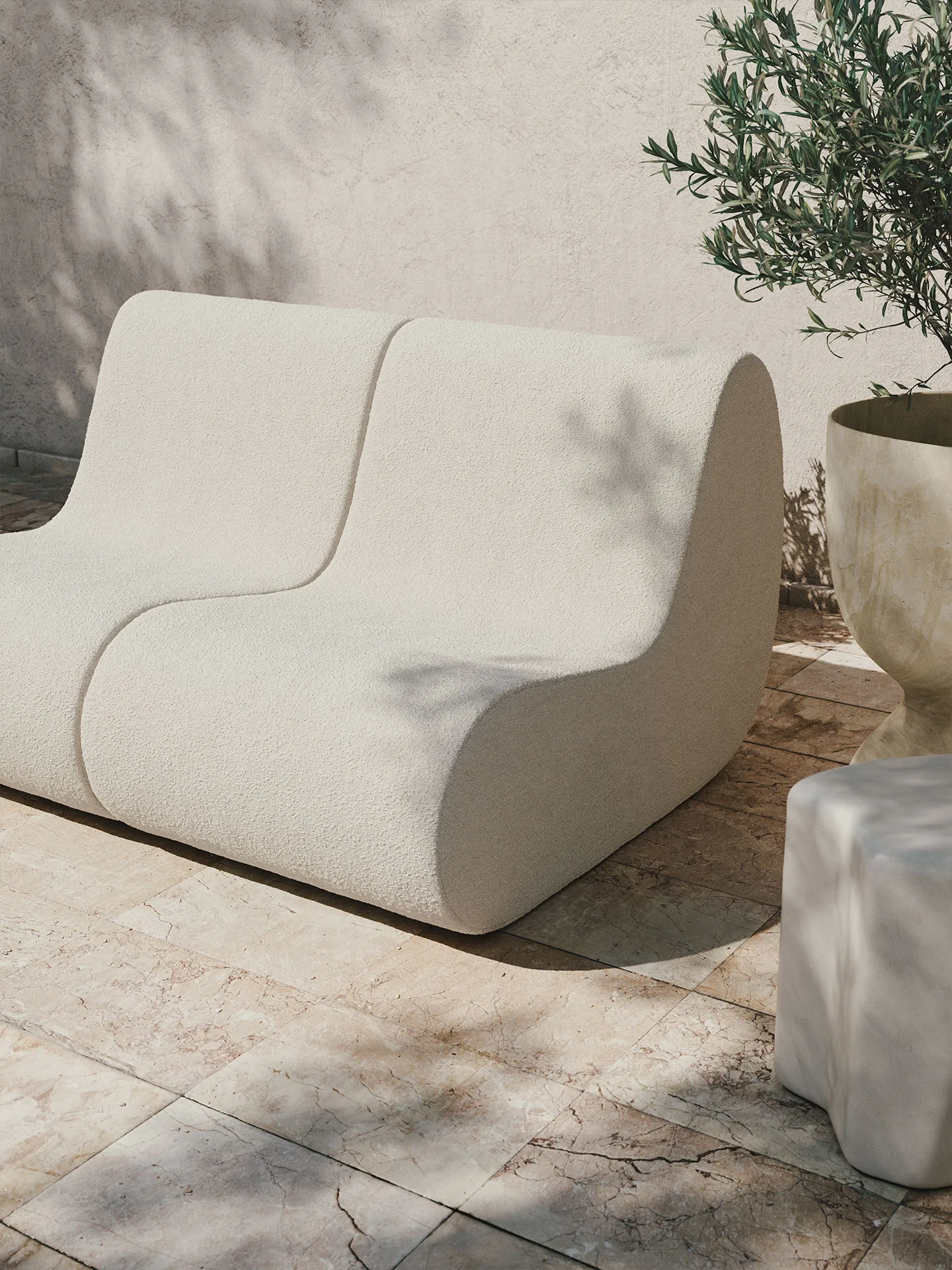 Rouli center module sofa pure bouclé, Off-white Ferm Living