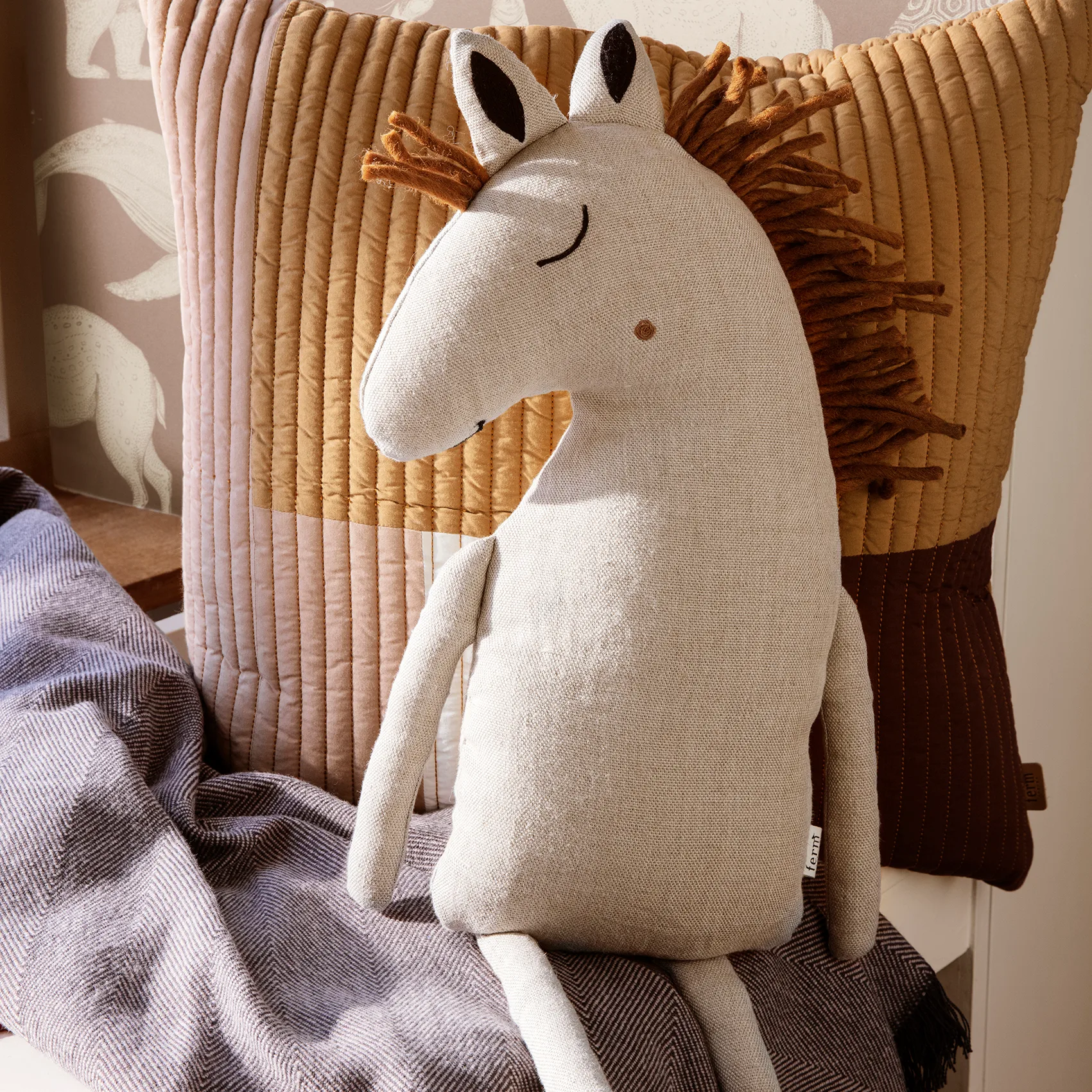 Safari cushion horse, Beige Ferm Living