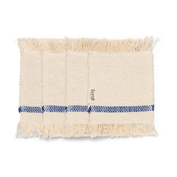 Savor coaster 4-pack 10x14 cm - Off-white/Blue - ferm LIVING