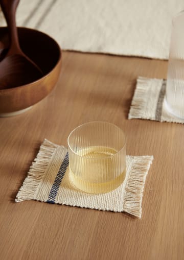 Savor coaster 4-pack 10x14 cm - Off-white/Blue - ferm LIVING