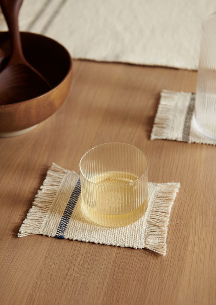 Savor coaster 4-pack 10x14 cm - Off-white/Blue - ferm LIVING