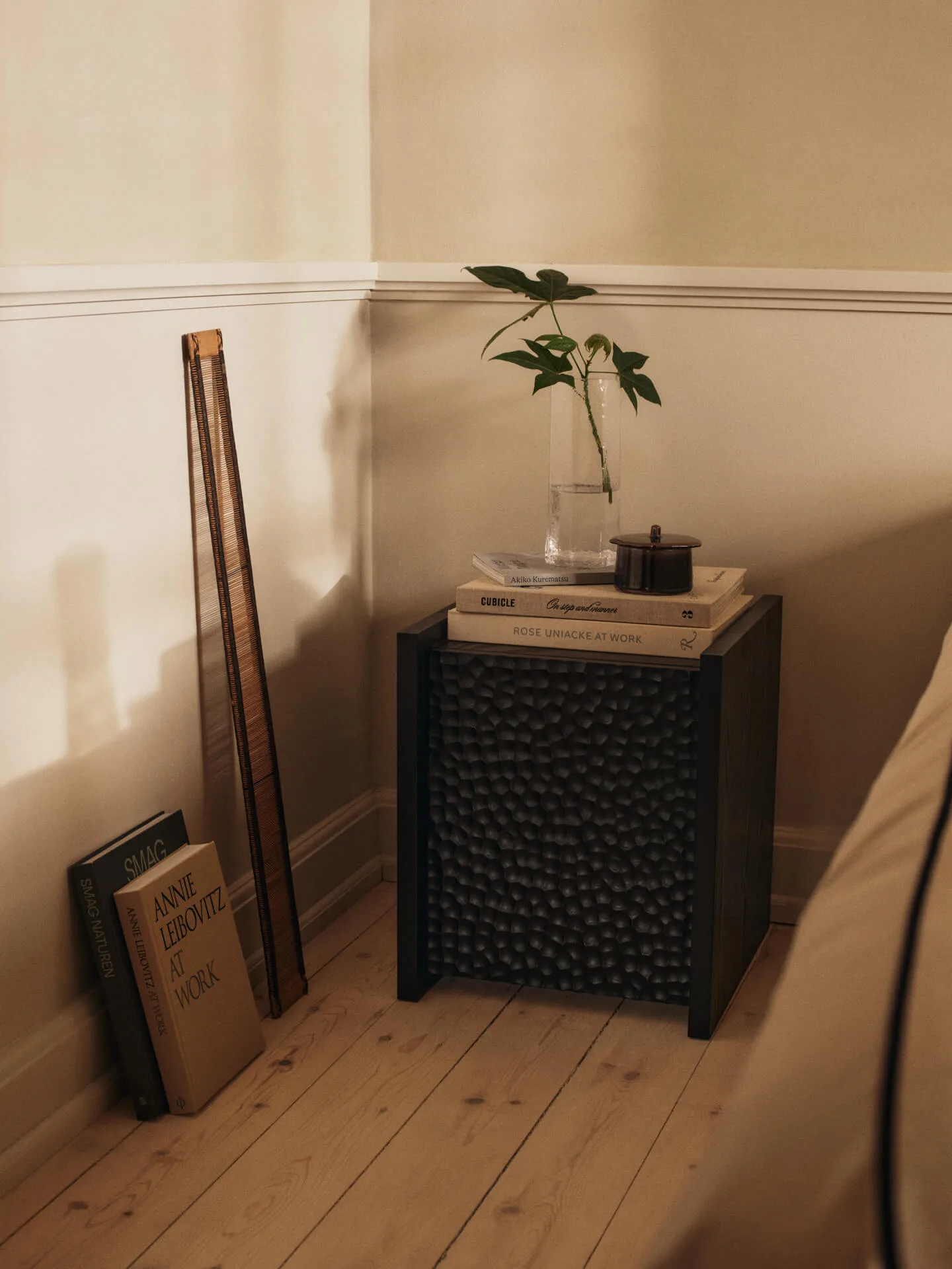 Scarni side table, Dark-stained ash, 38x40x45 cm Ferm Living