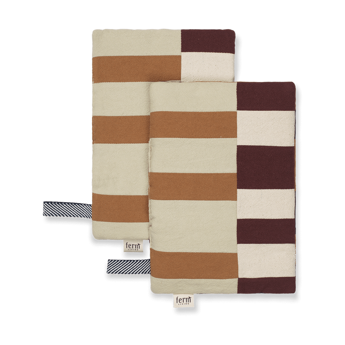 Ferm Living Section oven mitt 2-pack Patchwork | Scandinavian Design | Oven mitts, gloves & pot holders | Beige