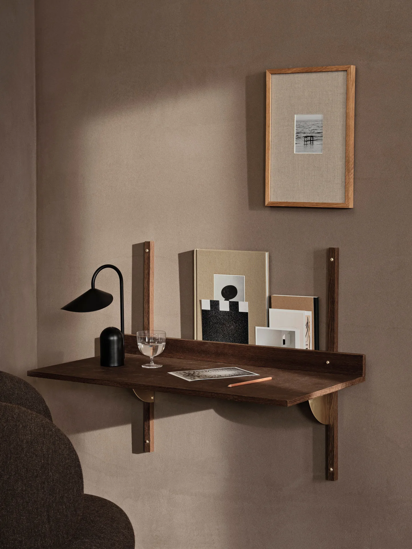 Sector desk, Smoked Oak, brass Ferm Living