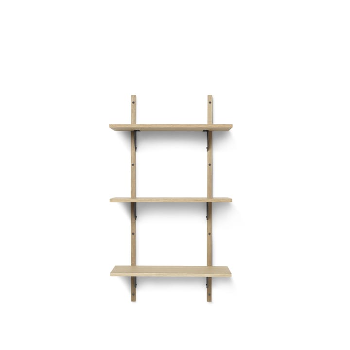 Sector shelf triple narrow - Natural oak, s/l, black brass - ferm LIVING