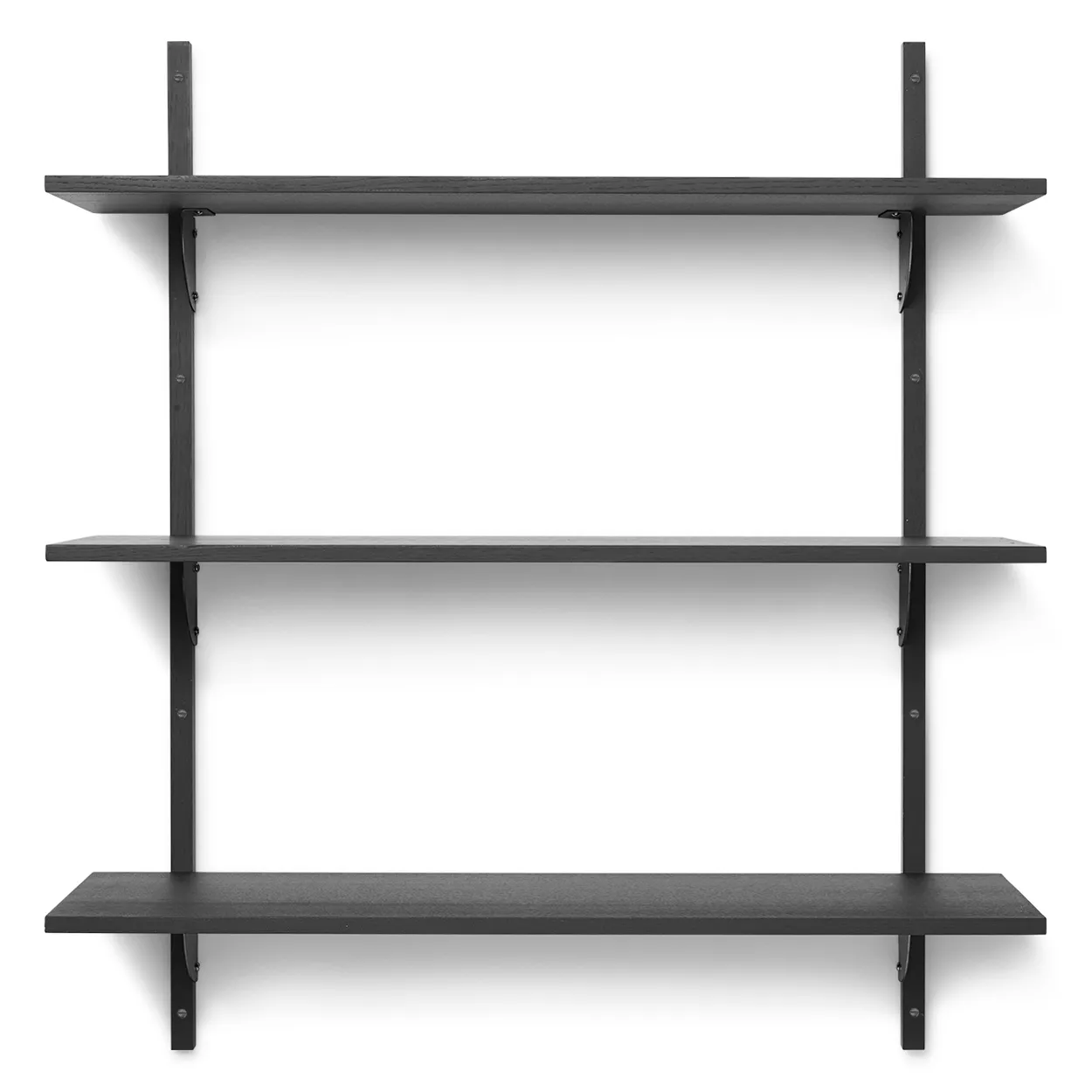 Ferm Living Sector shelf triple wide Black ash-black
